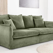 HEAVEN sofa 200 cm 3-seater spring core removable cover corduroy green