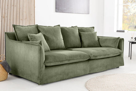 HEAVEN sofa 200 cm 3-seater spring core removable cover corduroy green