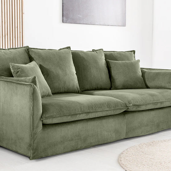 HEAVEN sofa 200 cm 3-seater spring core removable cover corduroy green
