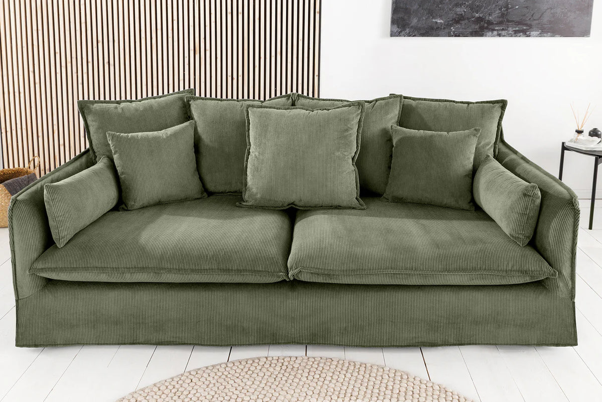 HEAVEN sofa 200 cm 3-seater spring core removable cover corduroy green