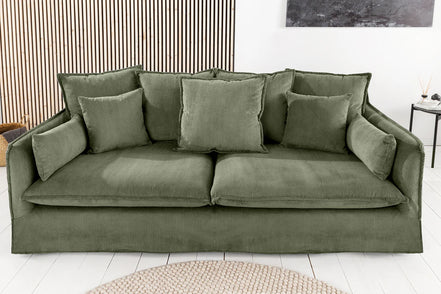 HEAVEN sofa 200 cm 3-seater spring core removable cover corduroy green
