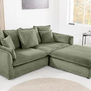 HEAVEN sofa 200 cm 3-seater spring core removable cover corduroy green