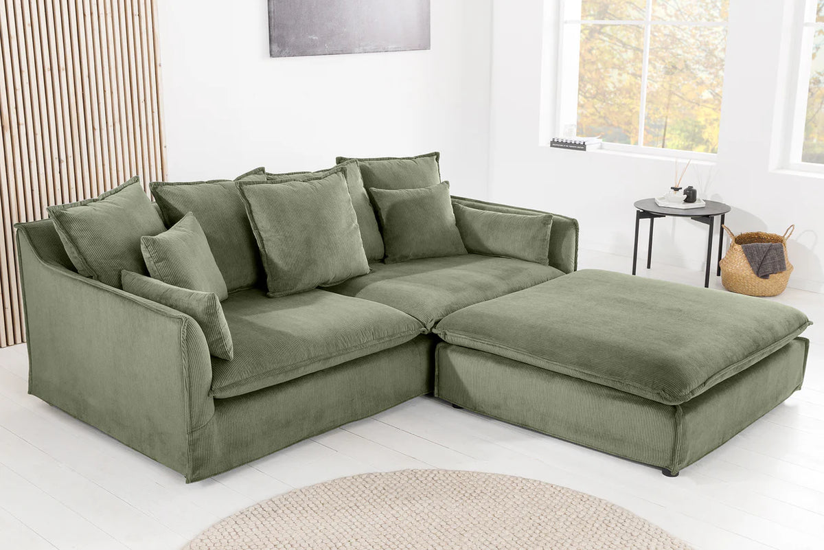 HEAVEN sofa 200 cm 3-seater spring core removable cover corduroy green