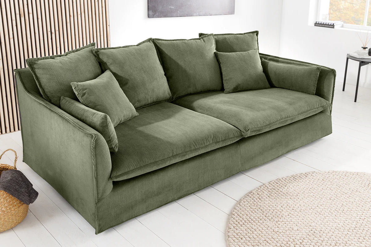 HEAVEN sofa 200 cm 3-seater spring core removable cover corduroy green