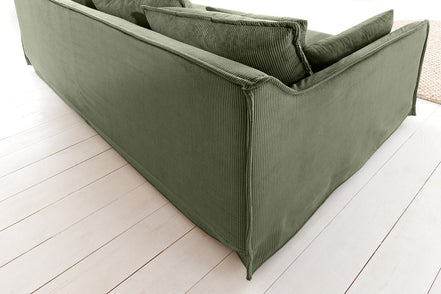 HEAVEN sofa 200 cm 3-seater spring core removable cover corduroy green