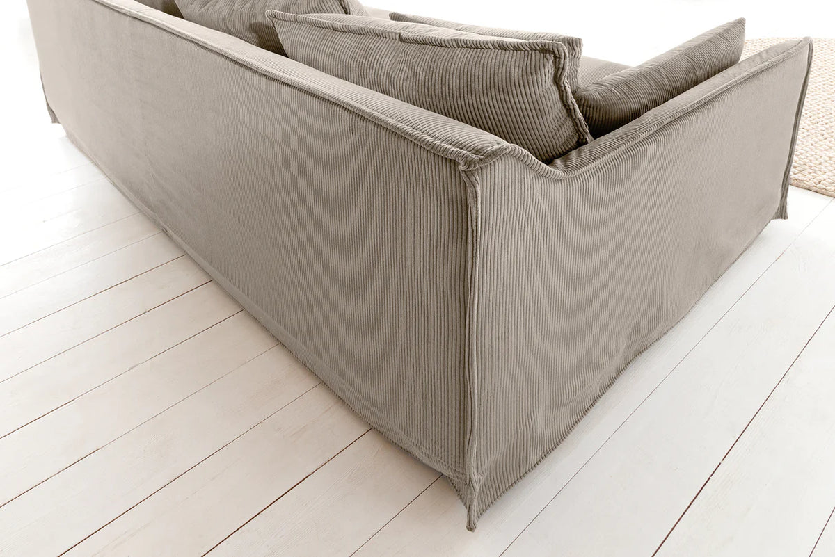 HEAVEN sofa 200 cm 3-seater spring core removable cover corduroy greyish-beige