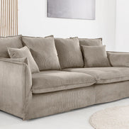 HEAVEN sofa 200 cm 3-seater spring core removable cover corduroy greyish-beige