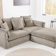 HEAVEN sofa 200 cm 3-seater spring core removable cover corduroy greyish-beige