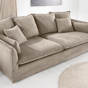 HEAVEN sofa 200 cm 3-seater spring core removable cover corduroy greyish-beige
