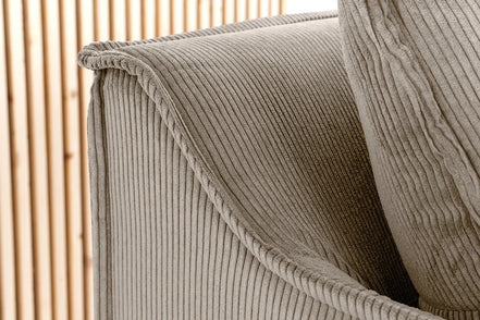 HEAVEN sofa 200 cm 3-seater spring core removable cover corduroy greyish-beige