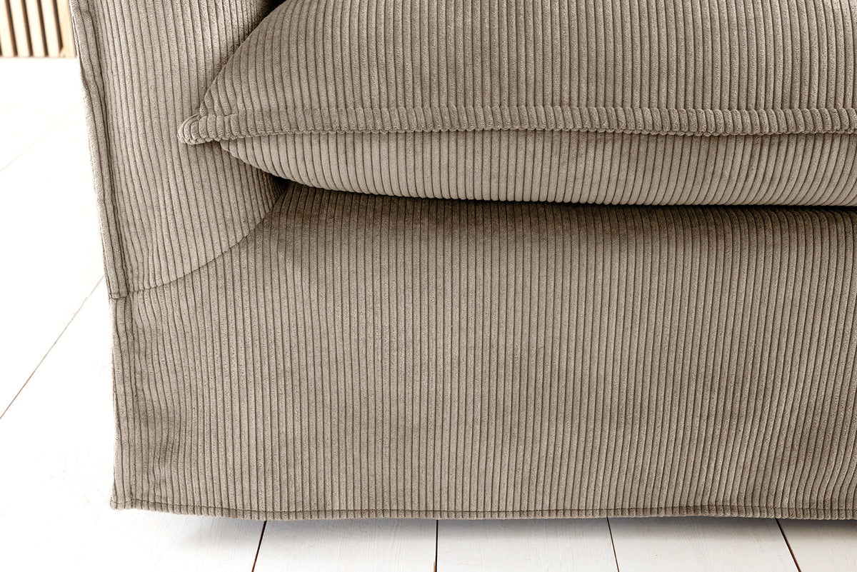 HEAVEN sofa 200 cm 3-seater spring core removable cover corduroy greyish-beige