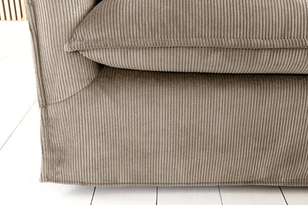 HEAVEN sofa 200 cm 3-seater spring core removable cover corduroy greyish-beige