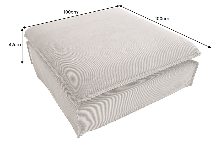 Lábtartó HEAVEN 100 cm levehető huzat kordbársony szürkésbézs