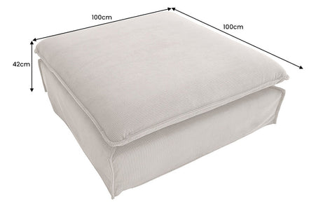 Lábtartó HEAVEN 100 cm levehető huzat kordbársony szürkésbézs