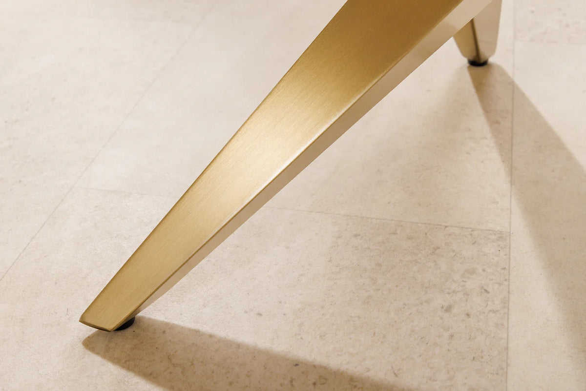 Coffee table ART LIVING 130cm ceramic white marble top w/ champagne golden frame