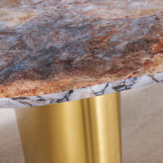 Dining table ORGANIC 200cm oval multicoloured marble top w/ champagne golden frame