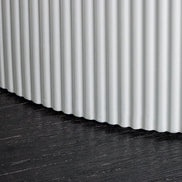 Étkezőasztal UNIQUE 120 cm kerek fehér váz fehér márványhatású kerámialap