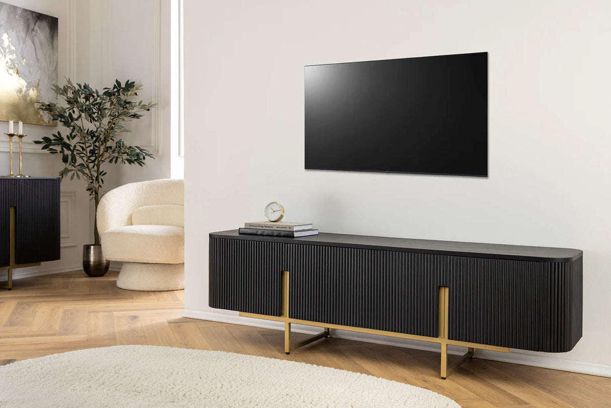 TV-szekrény GATSBY 160 cm retró stílusú mangófa arany