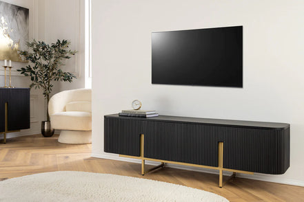 TV-szekrény GATSBY 160 cm retró stílusú mangófa arany
