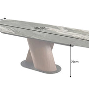Étkezőasztal ELEMENTS 180-260 cm bővíthető diófa váz kerámialappal szürkésbarna márványhatású