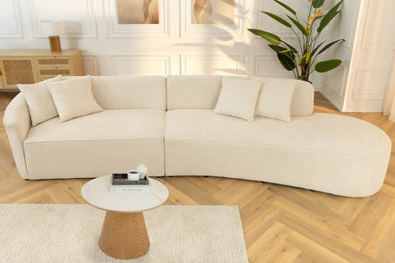 Kanapé ATELIER L 330 cm háromszemélyes XXL buklé bézs