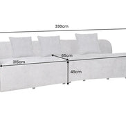 Kanapé ATELIER L 330 cm háromszemélyes XXL buklé bézs
