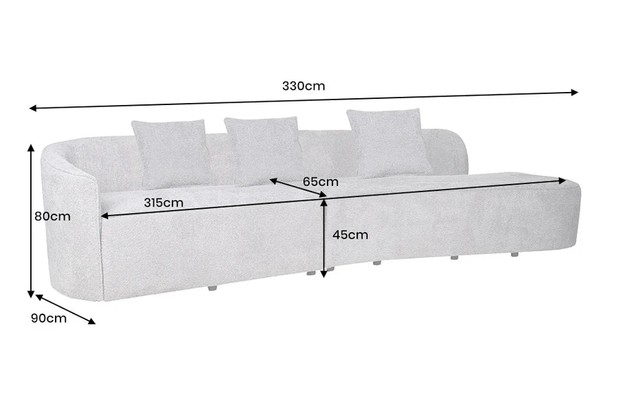Kanapé ATELIER L 330 cm háromszemélyes XXL buklé bézs