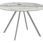 Étkezőasztal ATELIER 120 cm kerek szürke kőhatású fekete fémlábakkal
