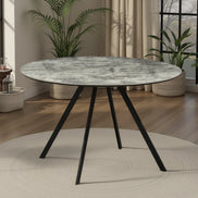 Étkezőasztal ATELIER 120 cm kerek szürke kőhatású fekete fémlábakkal
