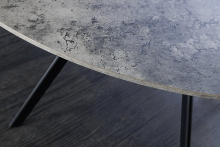 Étkezőasztal ATELIER 120 cm kerek szürke kőhatású fekete fémlábakkal