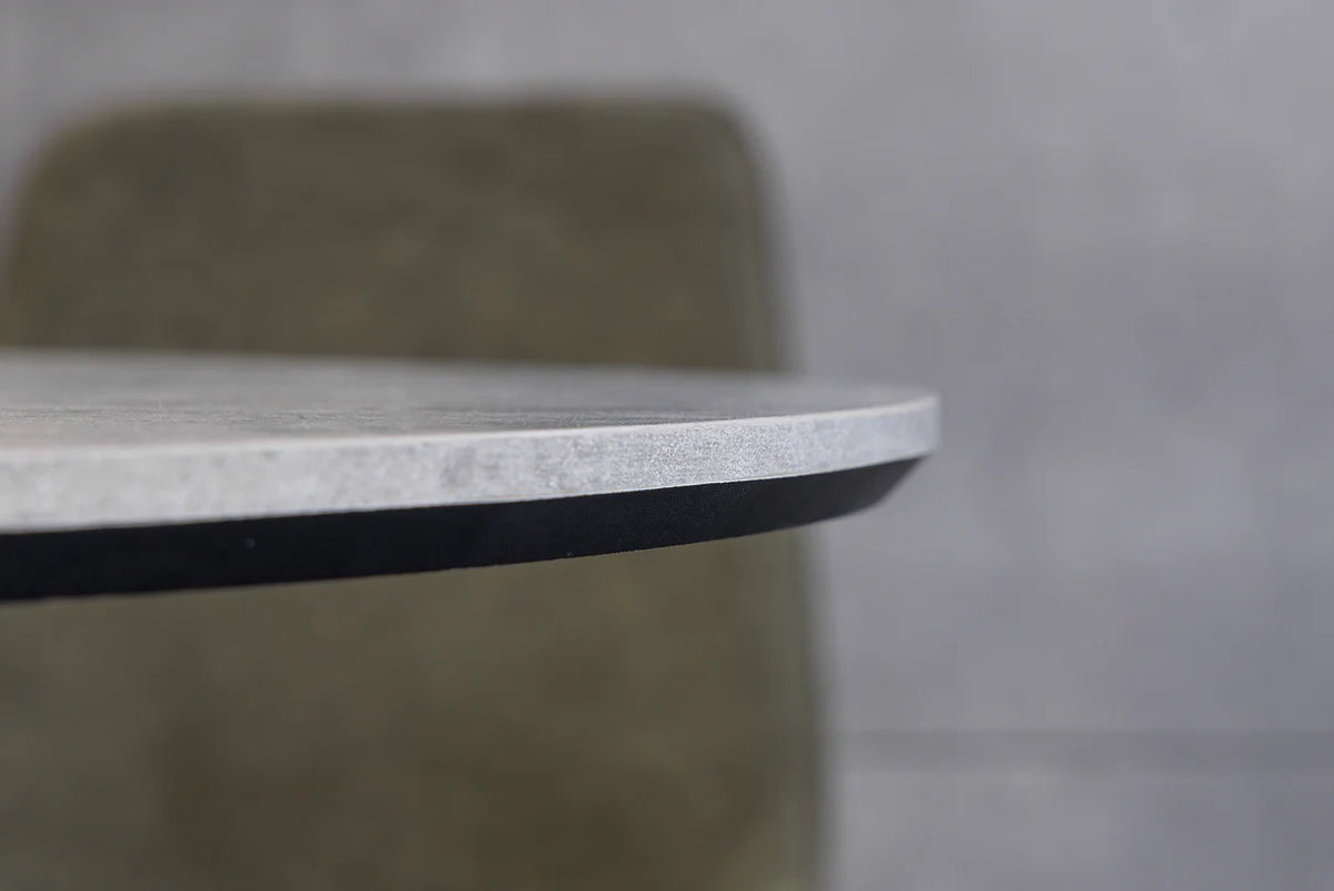 Étkezőasztal ATELIER 120 cm kerek szürke kőhatású fekete fémlábakkal
