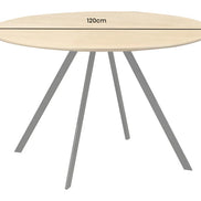 ATELIER dining table, 120cm round, natural oak wood look with black metal legs