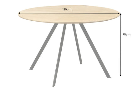 ATELIER dining table, 120cm round, natural oak wood look with black metal legs