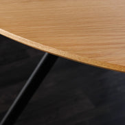 ATELIER dining table, 120cm round, natural oak wood look with black metal legs