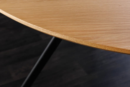 ATELIER dining table, 120cm round, natural oak wood look with black metal legs