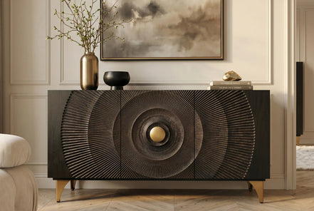 GOLDEN SUNSET 140 cm 3D mango wood sideboard black
