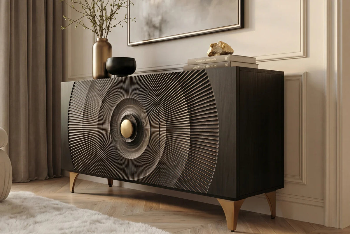 GOLDEN SUNSET 140 cm 3D mango wood sideboard black