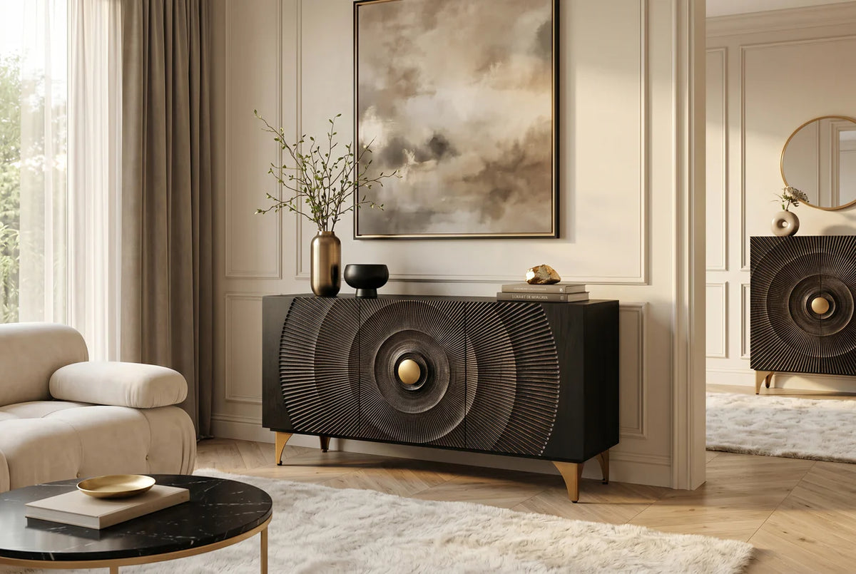 GOLDEN SUNSET 140 cm 3D mango wood sideboard black
