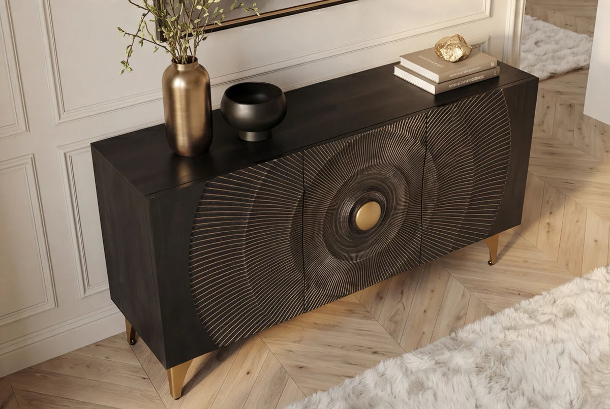 GOLDEN SUNSET 140 cm 3D mango wood sideboard black