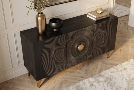 GOLDEN SUNSET 140 cm 3D mango wood sideboard black