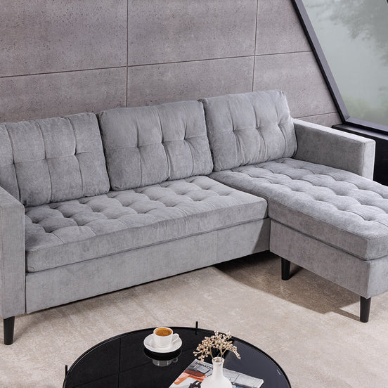 Sarokkanapé STOCKHOLM 220 cm 3 személyes kordszürke bársony