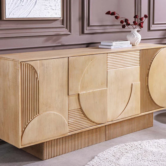 Tálalószekrény ART DECO 170 cm 3D mangófa természetes fehér