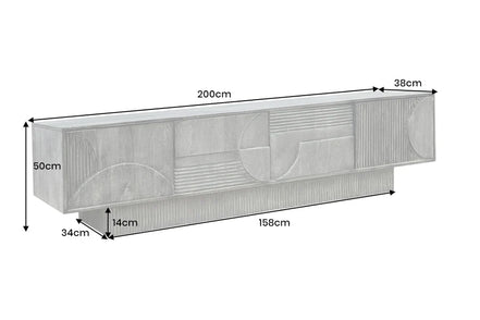 ART DECO TV Stand 200cm 3D mango wood grey