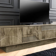 ART DECO TV Stand 200cm 3D mango wood grey