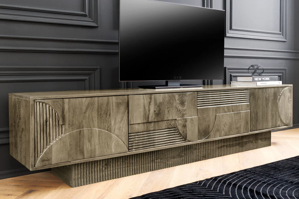 ART DECO TV Stand 200cm 3D mango wood grey