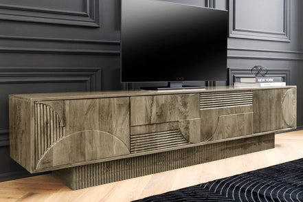 ART DECO TV Stand 200cm 3D mango wood grey