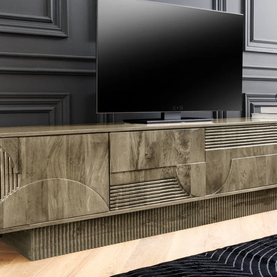 TV-szekrény ART DECO 200 cm 3D mangófa szürke