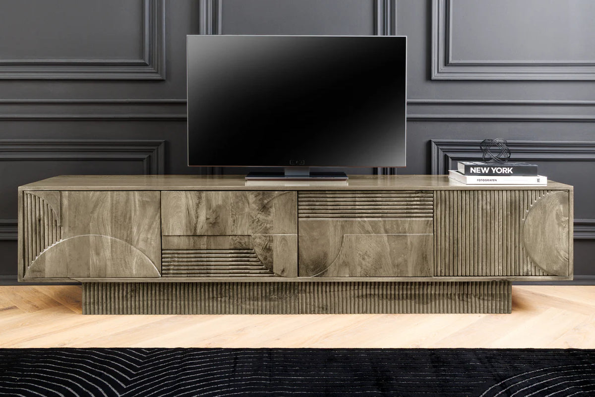 ART DECO TV Stand 200cm 3D mango wood grey