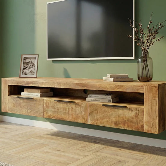 TV-szekrény IRON CRAFT 160 cm függesztett mangófa natúr
