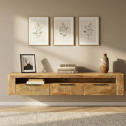IRON CRAFT TV unit 160 cm wall-mounted mango wood natural
